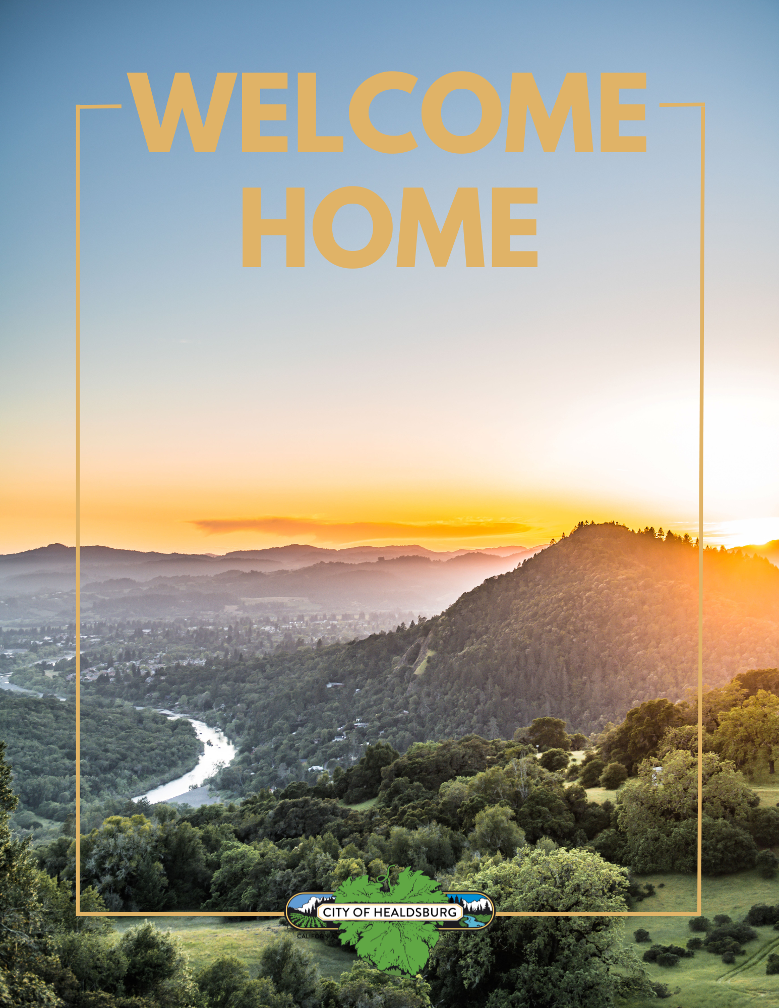 Welcome Packet Cover Sheet - Green Hills with a River Flowing down the Middle