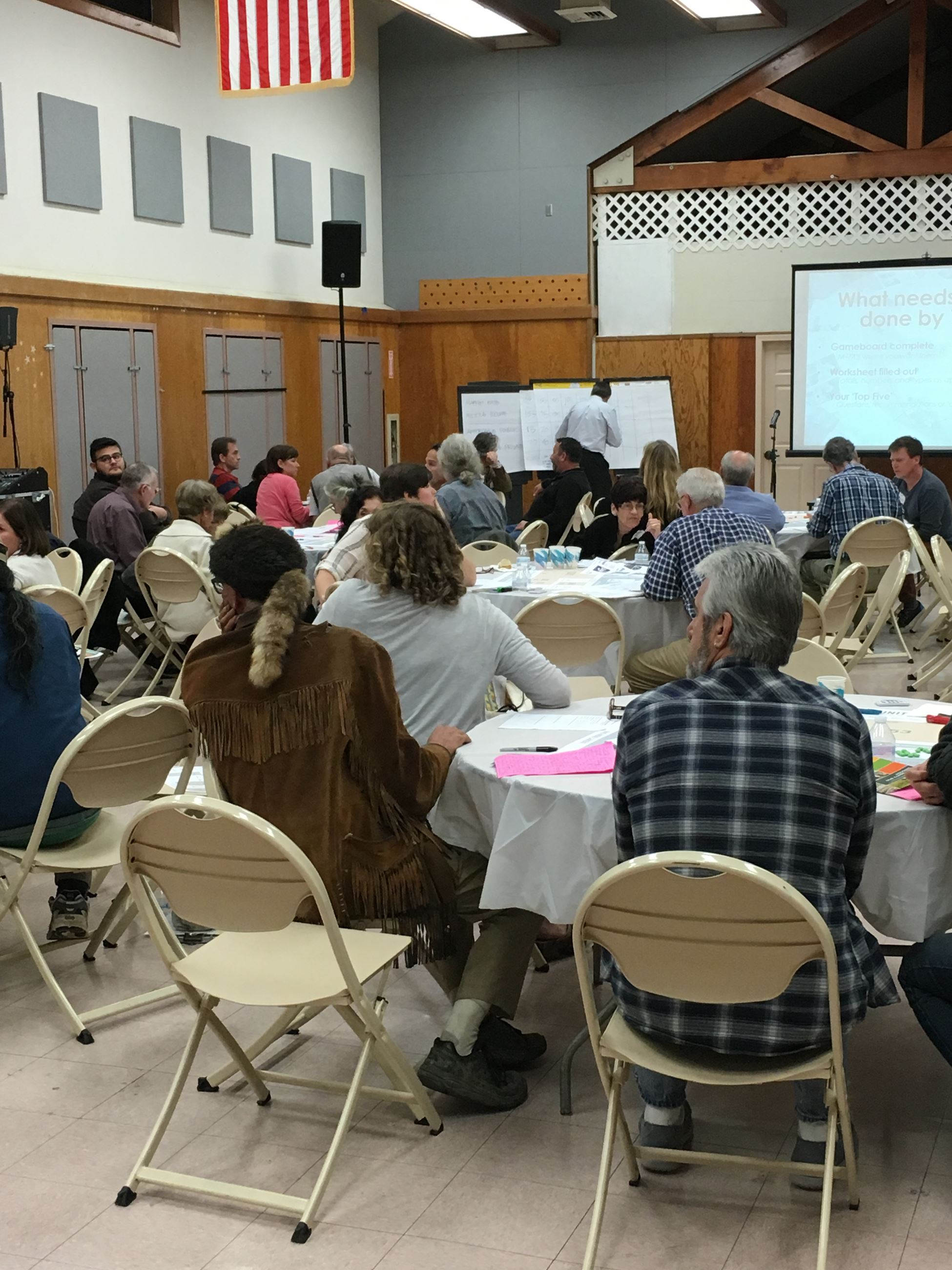 Jim writing on the easel